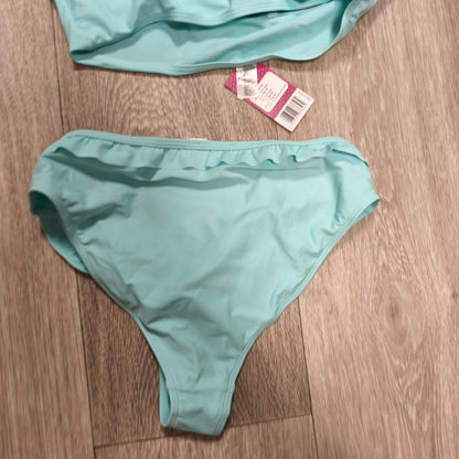 Pepperts Girls Bikini Set Turquoise Mint Ruffle Swimsuit 2 Piece NWT Size 12-14