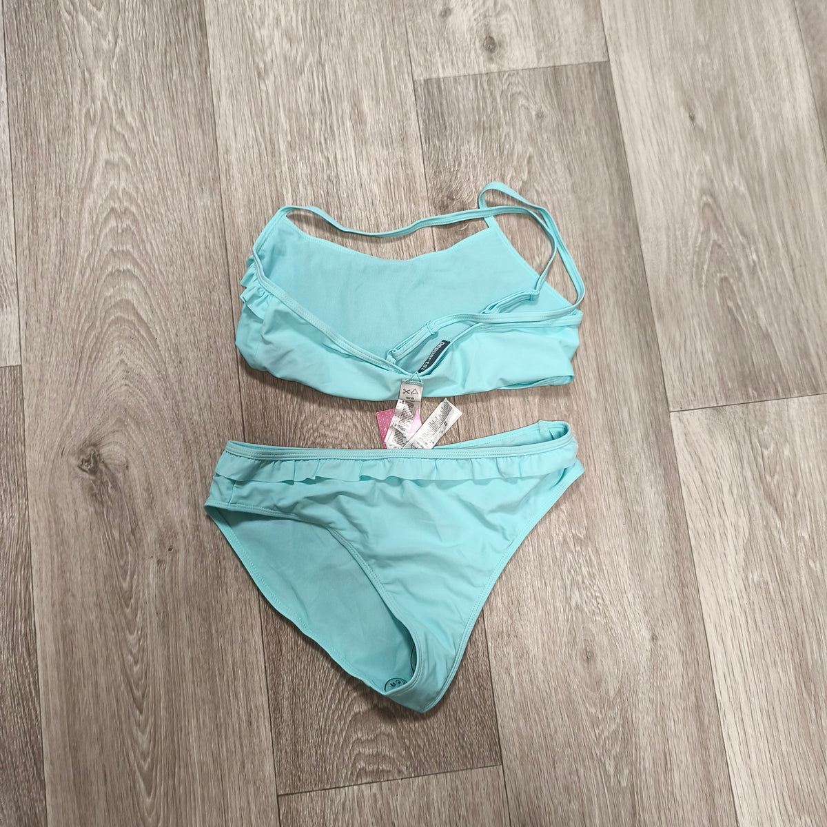 Pepperts Girls Bikini Set Turquoise Mint Ruffle Swimsuit 2 Piece NWT Size 12-14
