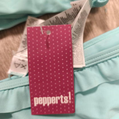 Pepperts Girls Bikini Set Turquoise Mint Ruffle Swimsuit 2 Piece NWT Size 12-14