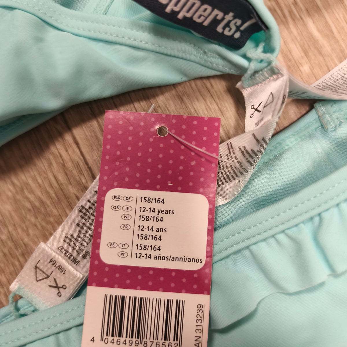 Pepperts Girls Bikini Set Turquoise Mint Ruffle Swimsuit 2 Piece NWT Size 12-14