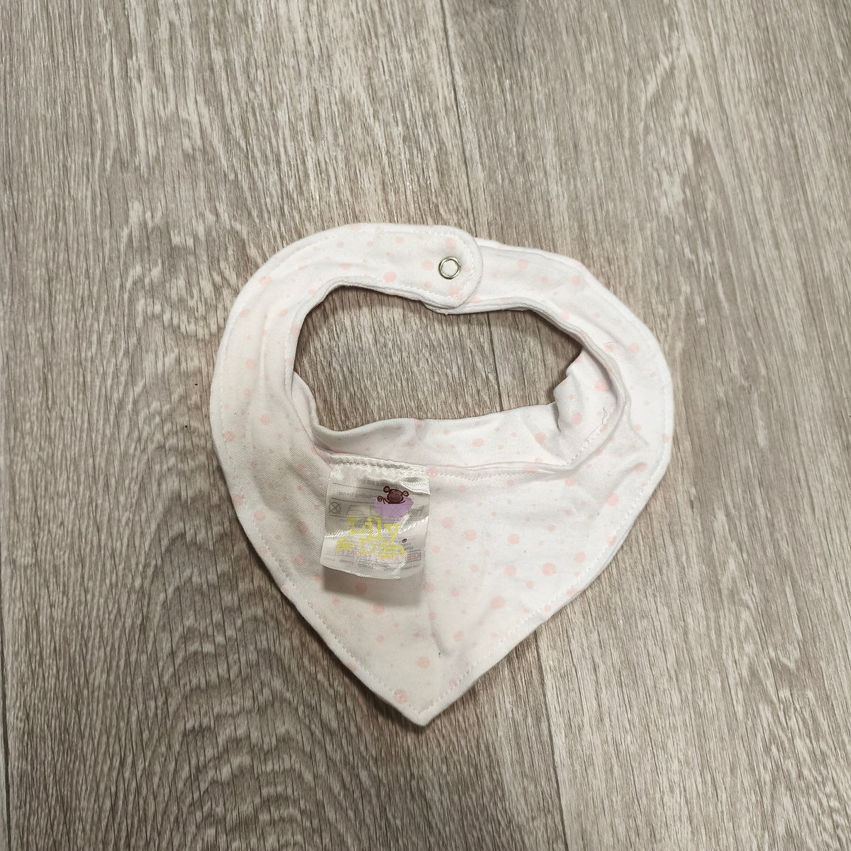 Lily & Dan Baby Girls Pink Polka Dot Bandana Bib Snap Closure Teething Feeding