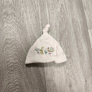 NEXT Baby Girls Light Pink Embroidered Knot Beanie Hat First Size 100% Cotton