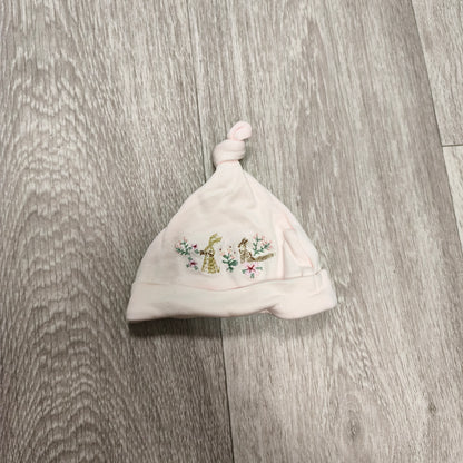 NEXT Baby Girls Light Pink Embroidered Knot Beanie Hat First Size 100% Cotton