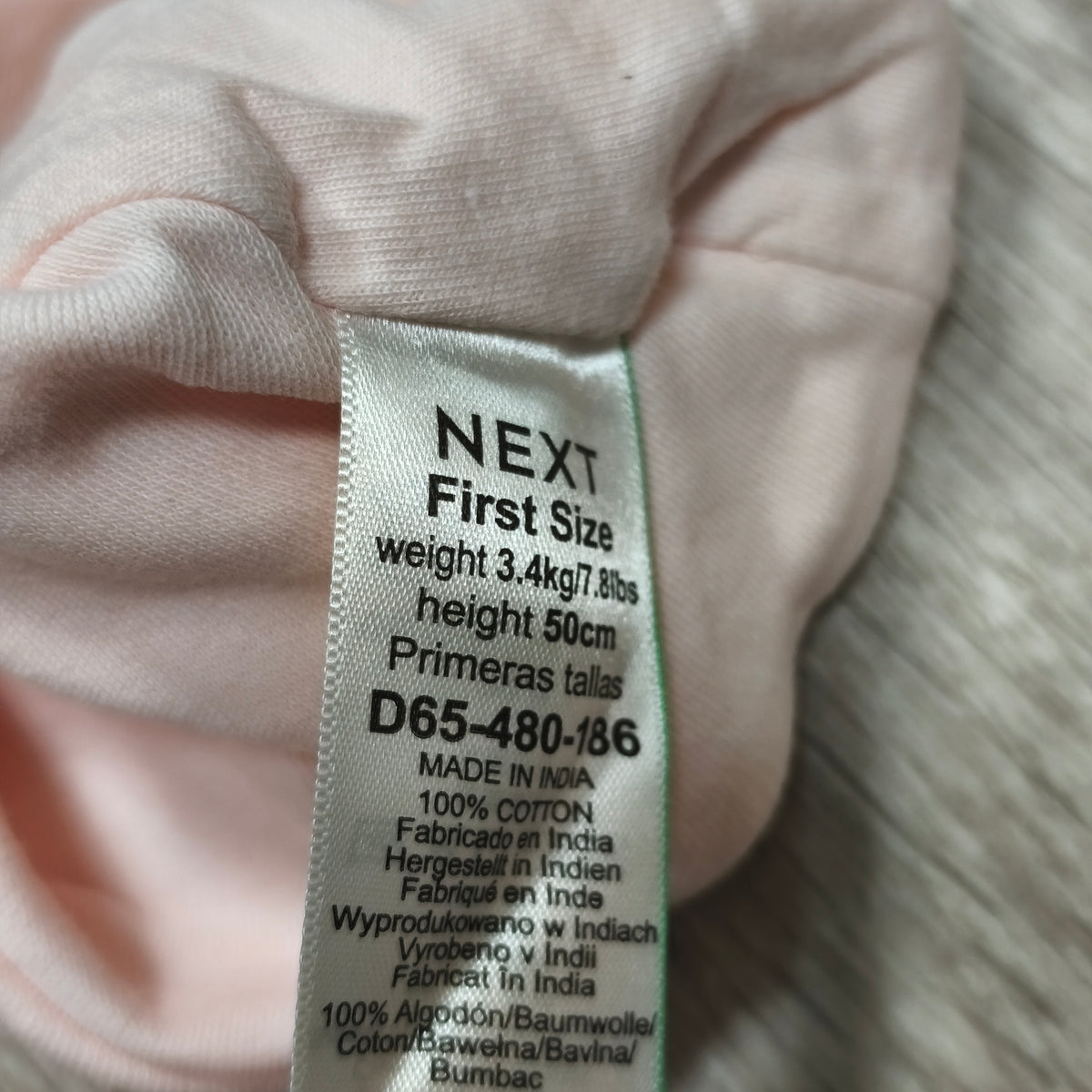 NEXT Baby Girls Light Pink Embroidered Knot Beanie Hat First Size 100% Cotton