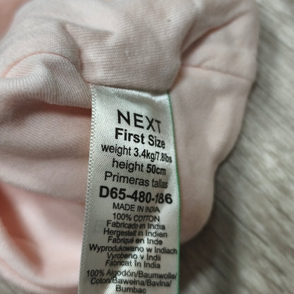 NEXT Baby Girls Light Pink Embroidered Knot Beanie Hat First Size 100% Cotton