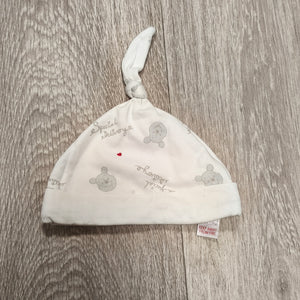 Disney at George Winnie the Pooh Baby Knot Beanie Hat 6-9 Months White Cotton