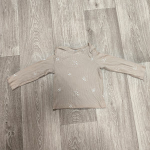 Fred & Flo Baby Beige Ribbed Long Sleeve Top Moon Stars Print 18-24 Months