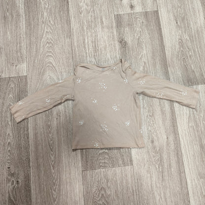 Fred & Flo Baby Beige Ribbed Long Sleeve Top Moon Stars Print 18-24 Months