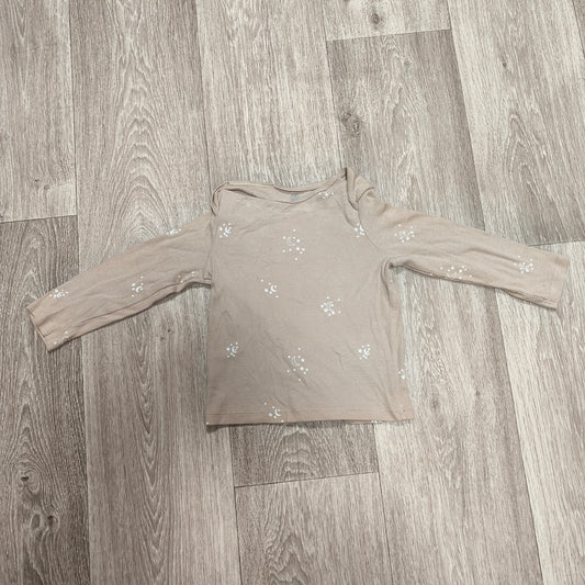 Fred & Flo Baby Beige Ribbed Long Sleeve Top Moon Stars Print 18-24 Months