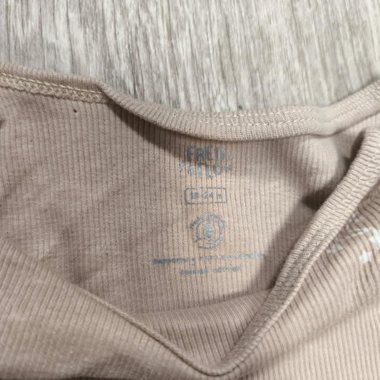 Fred & Flo Baby Beige Ribbed Long Sleeve Top Moon Stars Print 18-24 Months