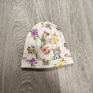 Lorita Baby Beanie Hat 48cm Safari Animal Floral Print 100% Cotton Beanie Cap