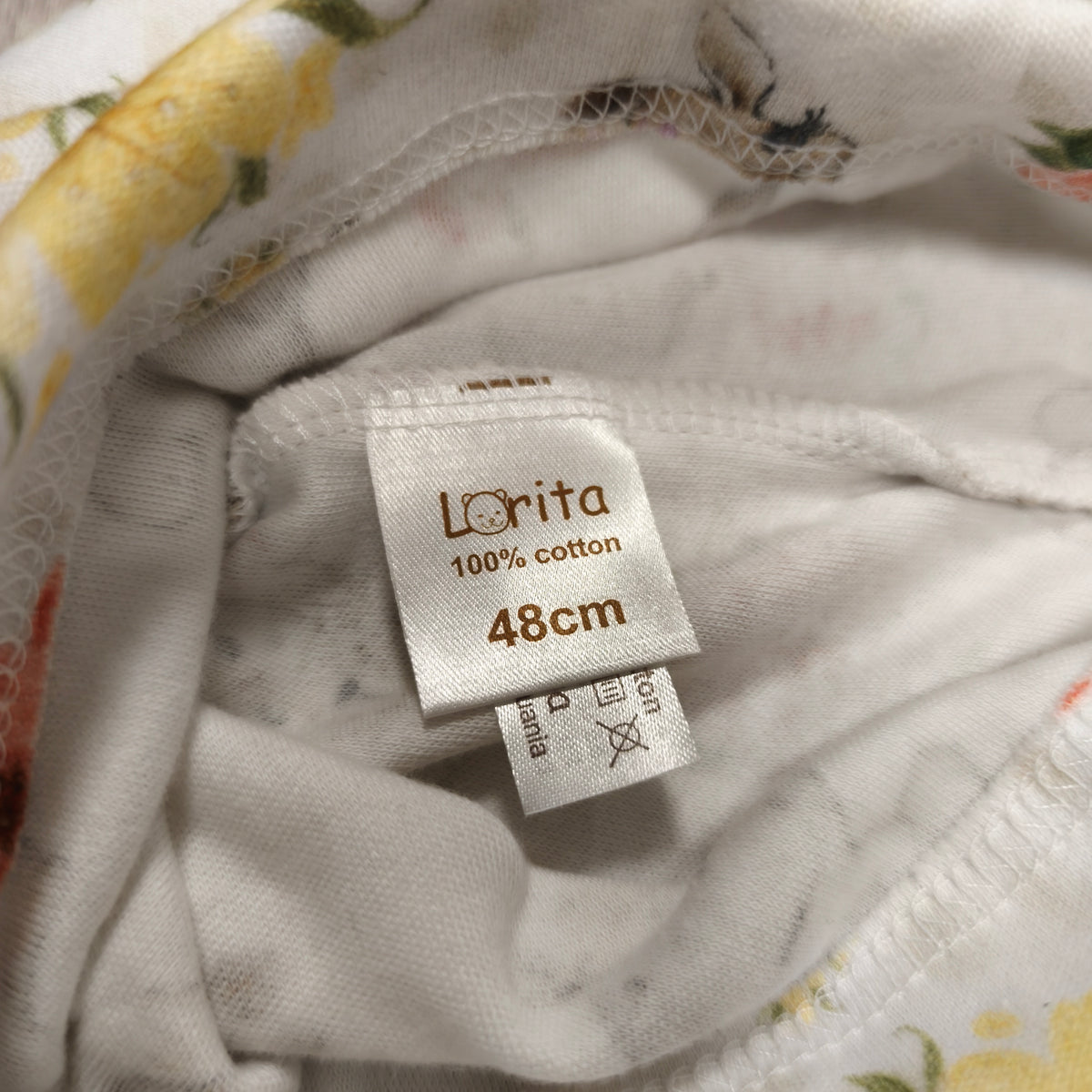 Lorita Baby Beanie Hat 48cm Safari Animal Floral Print 100% Cotton Beanie Cap