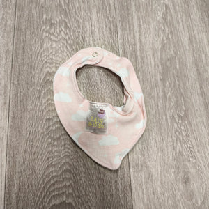 Lily & Dan Baby Girls Pink Clouds Bandana Drool Bib Snap Button Soft Jersey Cotton