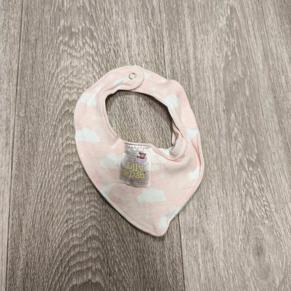 Lily & Dan Baby Girls Pink Clouds Bandana Drool Bib Snap Button Soft Jersey Cotton