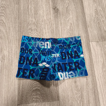 Arena Swim Trunks Boxer Shorts Graphic Water Is My DNA Blue Swimsuit Jammers