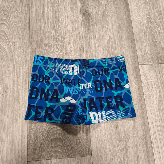 Arena Swim Trunks Boxer Shorts Graphic Water Is My DNA Blue Swimsuit Jammers