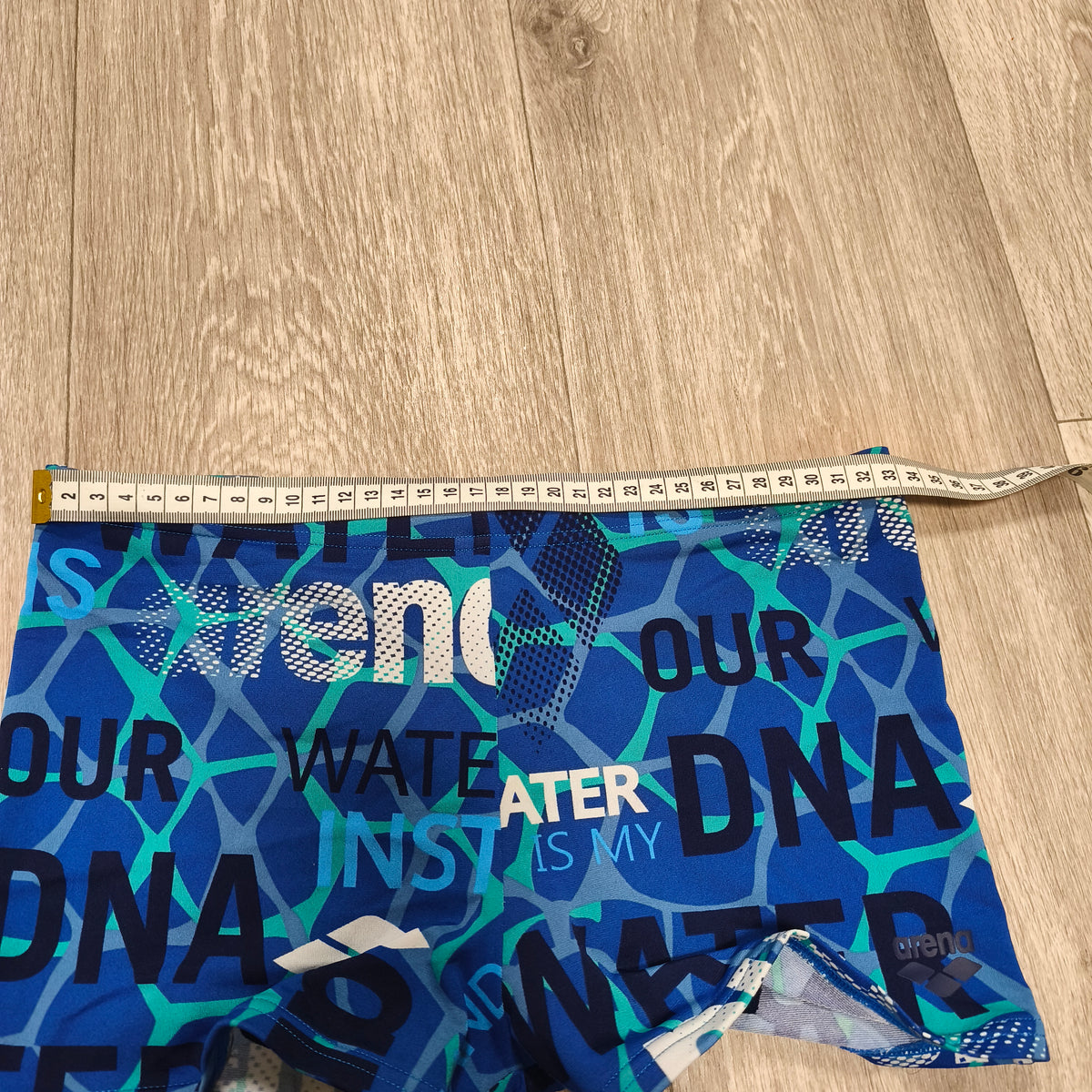 Arena Swim Trunks Boxer Shorts Graphic Water Is My DNA Blue Swimsuit Jammers