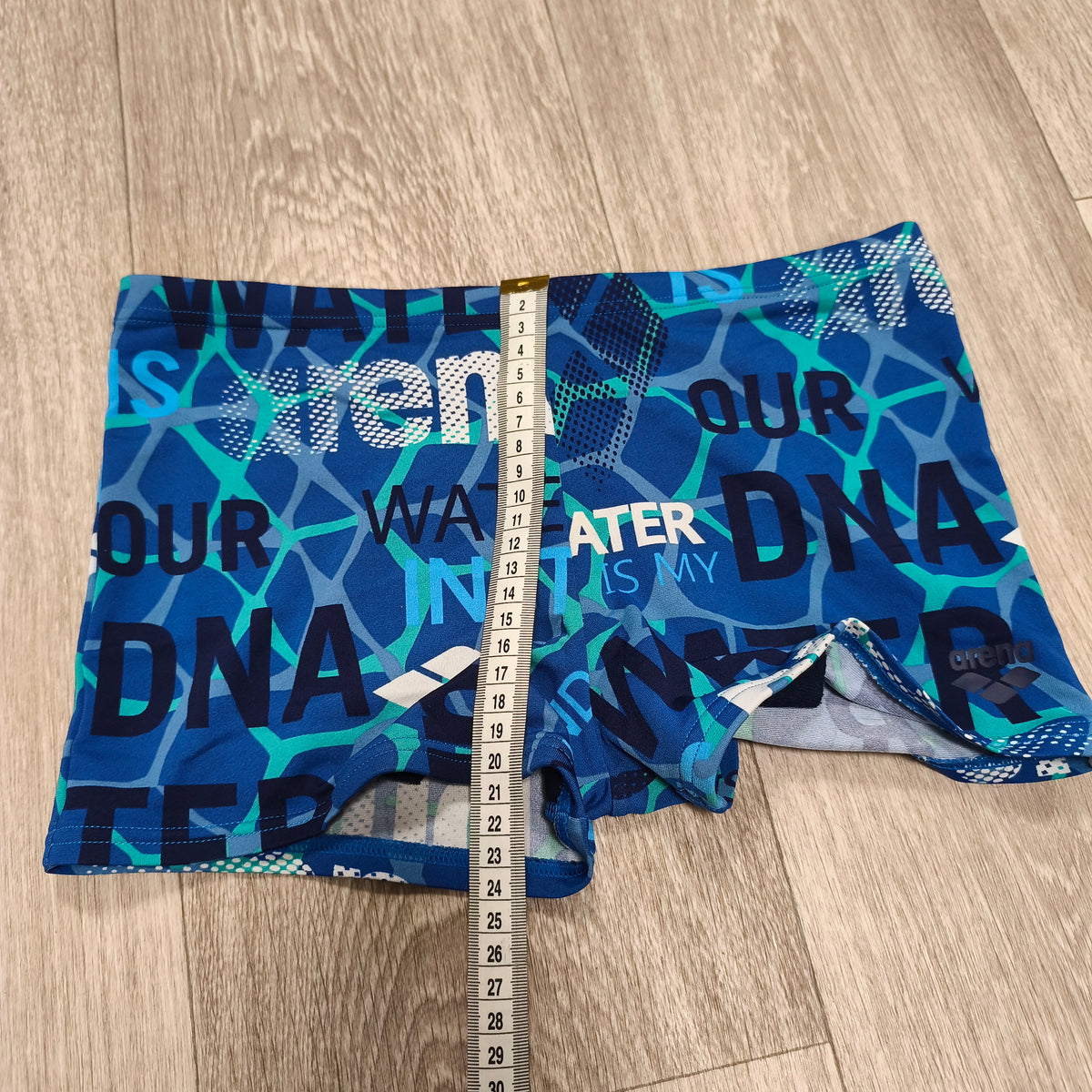Arena Swim Trunks Boxer Shorts Graphic Water Is My DNA Blue Swimsuit Jammers