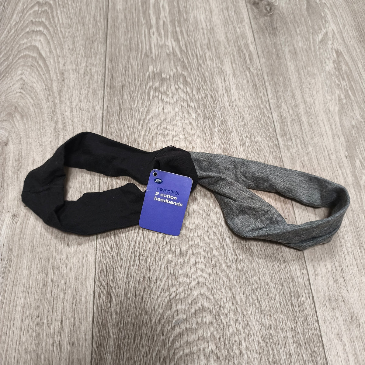 Boots Essentials 2 Pack Cotton Headbands Hair Accessories Black & Grey NWT