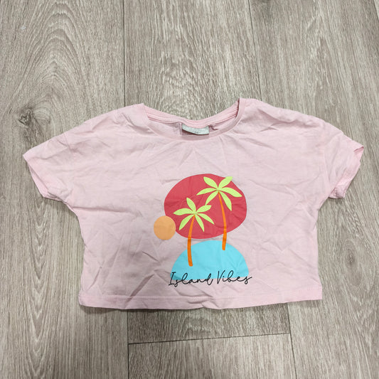 Matalan Girls Pink Island Vibes Graphic T-Shirt Short Sleeve Cotton Top Age 4