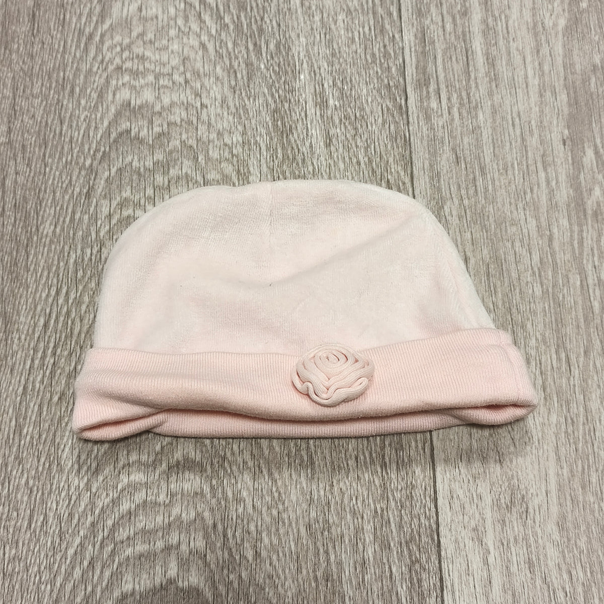 Baby Girls Light Pink Floral Rosette Beanie Hat Up to 1 Month 56cm Soft Cap