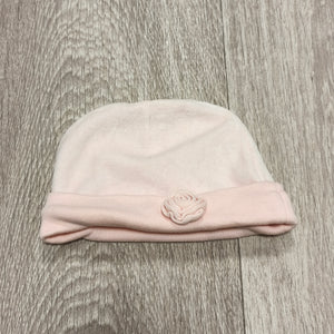 Baby Girls Light Pink Floral Rosette Beanie Hat Up to 1 Month 56cm Soft Cap