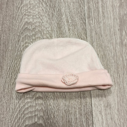 Baby Girls Light Pink Floral Rosette Beanie Hat Up to 1 Month 56cm Soft Cap