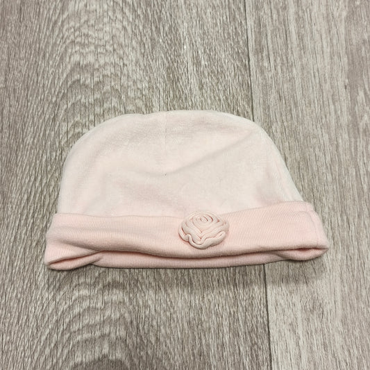 Baby Girls Light Pink Floral Rosette Beanie Hat Up to 1 Month 56cm Soft Cap