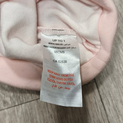 Baby Girls Light Pink Floral Rosette Beanie Hat Up to 1 Month 56cm Soft Cap