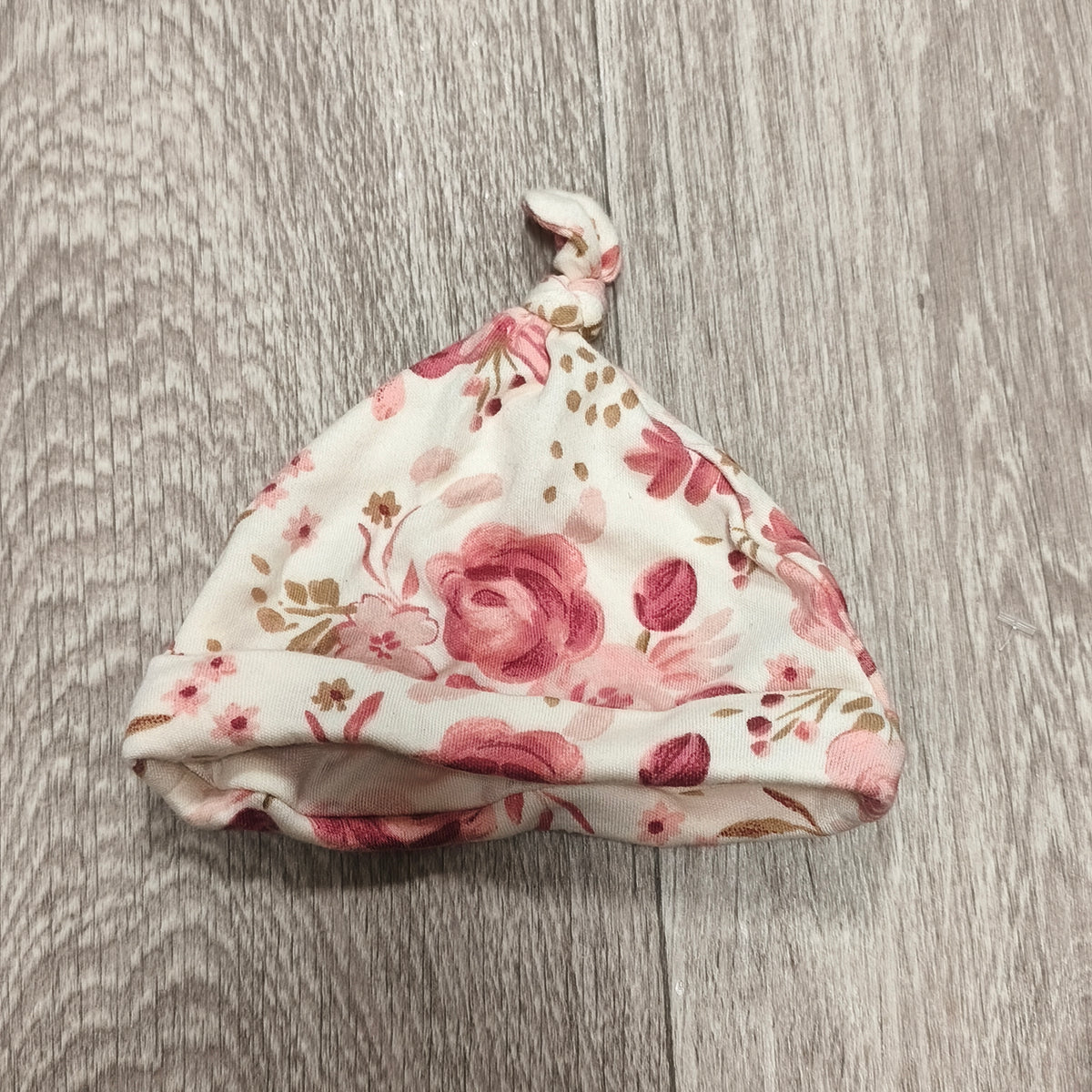 George Baby Girls Floral Beanie Hat Pink Floral Top Knot Newborn Infant One Size