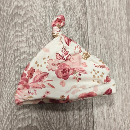George Baby Girls Floral Beanie Hat Pink Floral Top Knot Newborn Infant One Size