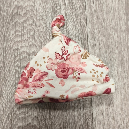 George Baby Girls Floral Beanie Hat Pink Floral Top Knot Newborn Infant One Size
