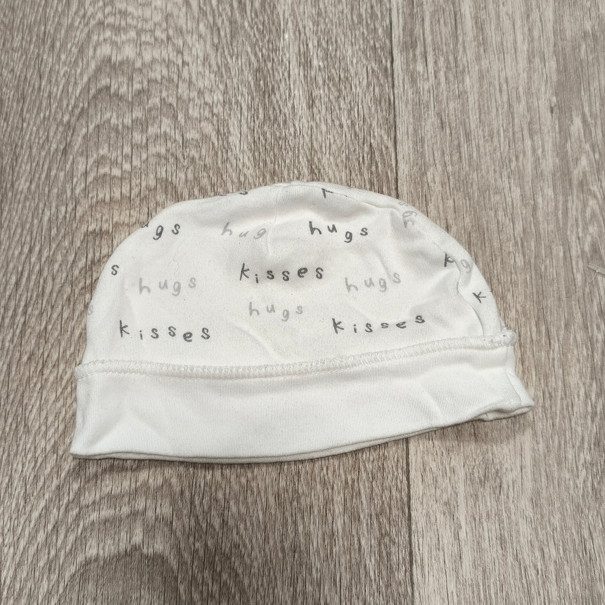George Baby Beanie Hat White Hugs Kisses All Over Print One Size Infant Cap
