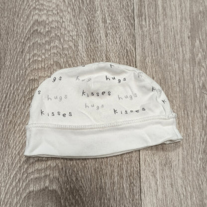 George Baby Beanie Hat White Hugs Kisses All Over Print One Size Infant Cap