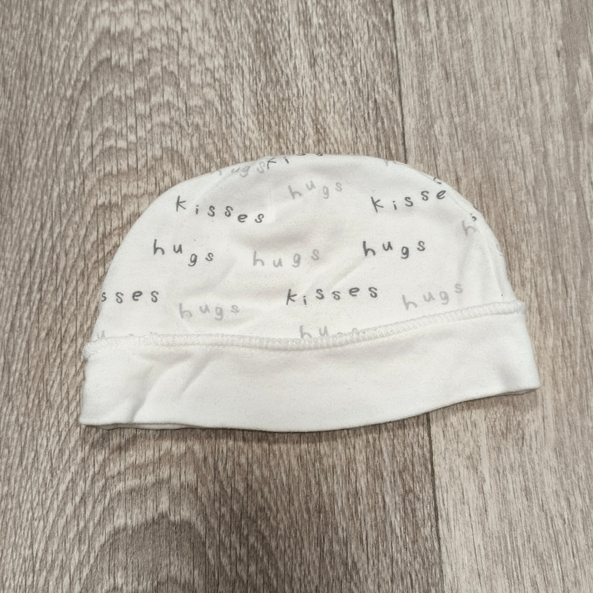 George Baby Beanie Hat White Hugs Kisses All Over Print One Size Infant Cap