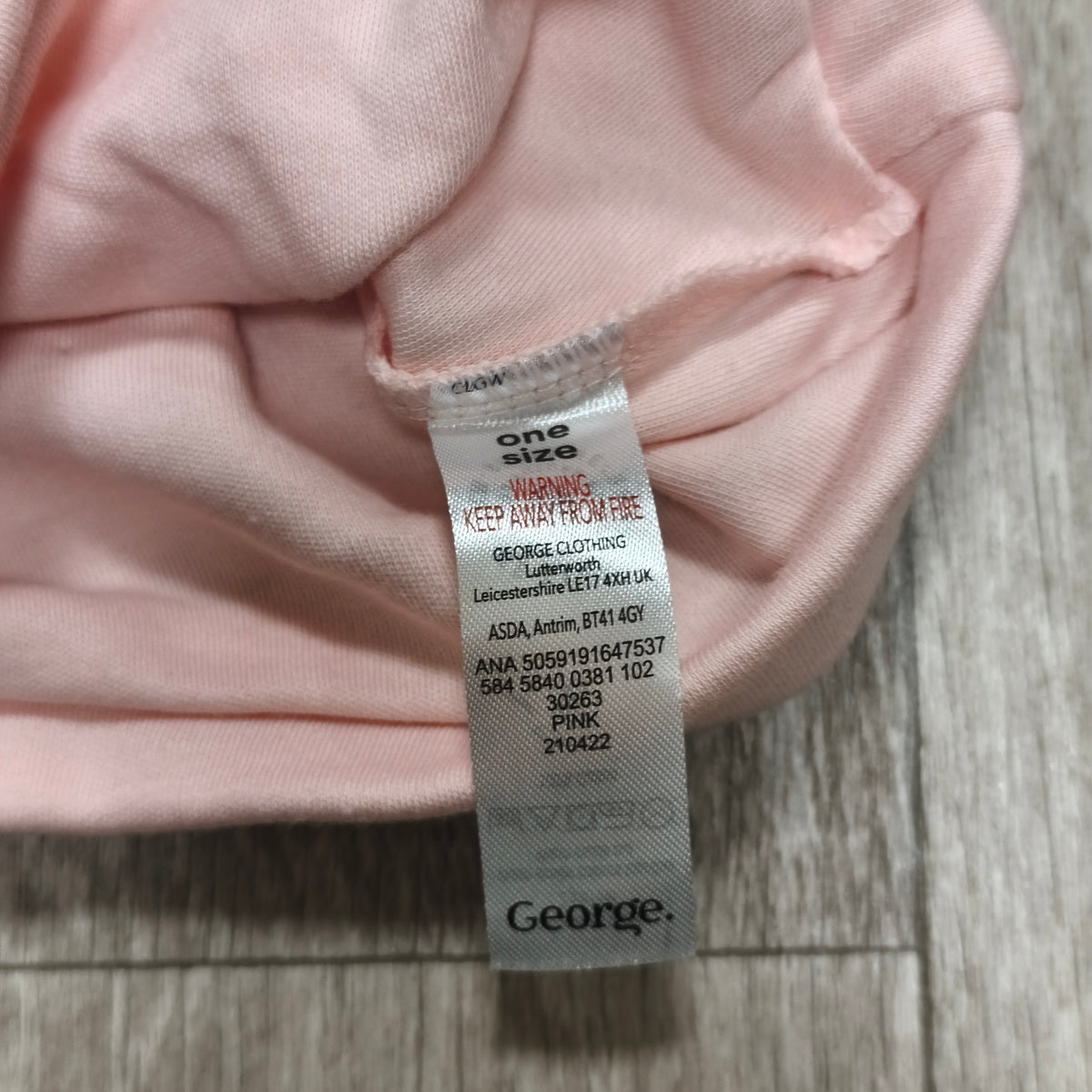 George Baby Pink Beanie Hat One Size Soft Turn Up Cuff Infant Cap