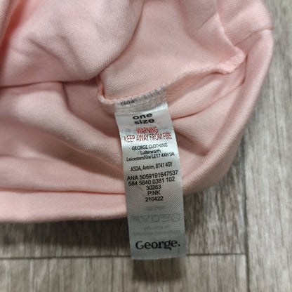 George Baby Pink Beanie Hat One Size Soft Turn Up Cuff Infant Cap
