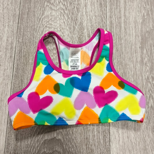 M&S Girls Heart Print Swim Crop Top Bikini Top Age 4-5 Years 110cm Multi