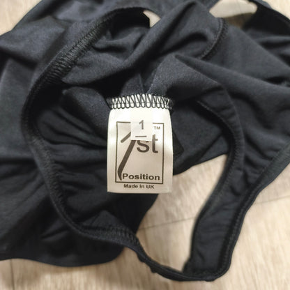 1st Position Black Sleeveless Ruched Front Ballet Dance Leotard Size 1 Made in UK
