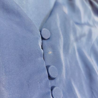 Misscix Royal Blue V-Neck Long Sleeve Mini Dress Covered Buttons Size M