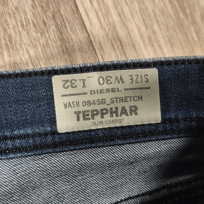 Diesel Tepphar Slim Carrot Jeans Men W30 L32 Blue Wash 0845B Stretch Denim