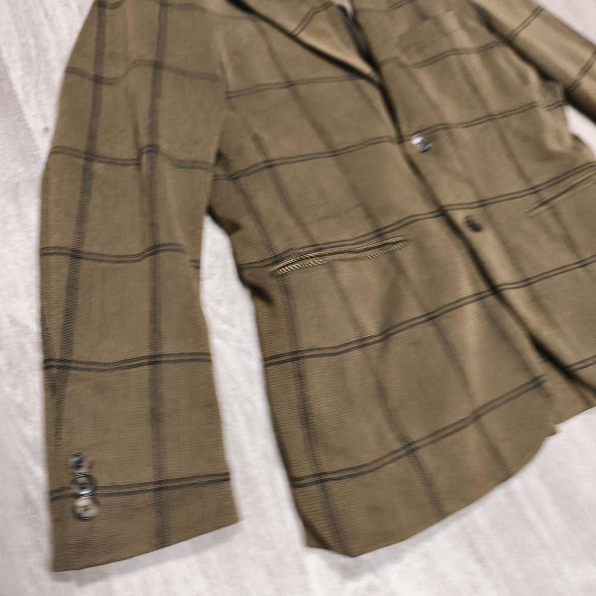 EDIFICE Mens L Brown Windowpane Plaid 2 Button Suit Jacket Blazer Cotton Blend