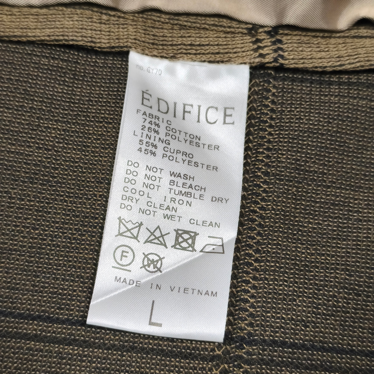 EDIFICE Mens L Brown Windowpane Plaid 2 Button Suit Jacket Blazer Cotton Blend