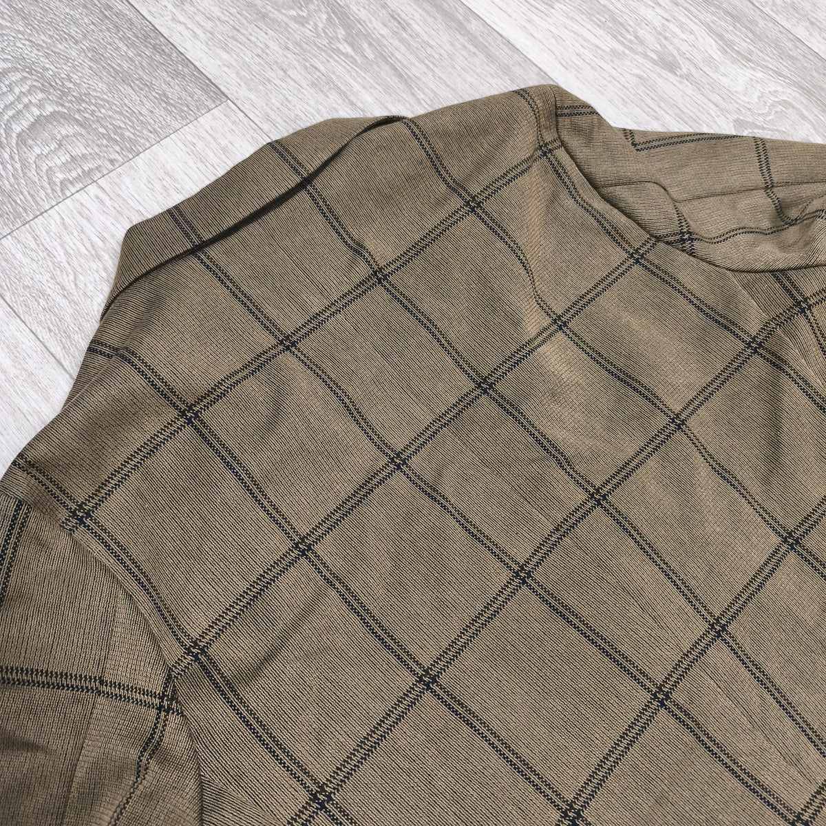 EDIFICE Mens L Brown Windowpane Plaid 2 Button Suit Jacket Blazer Cotton Blend