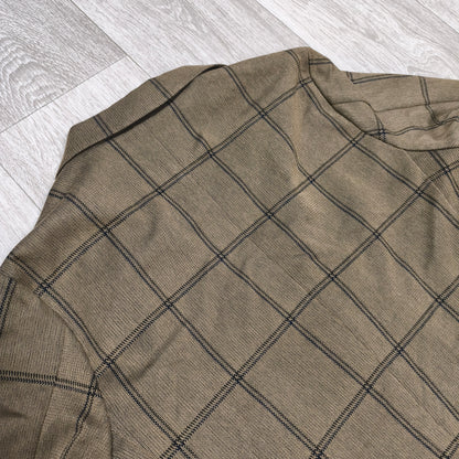 EDIFICE Mens L Brown Windowpane Plaid 2 Button Suit Jacket Blazer Cotton Blend