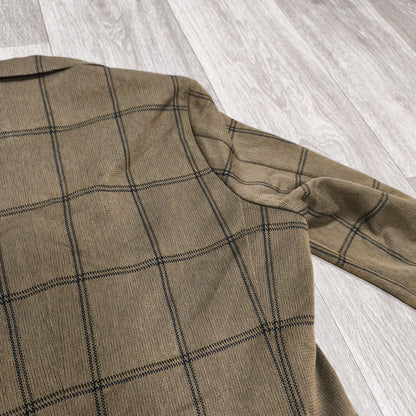 EDIFICE Mens L Brown Windowpane Plaid 2 Button Suit Jacket Blazer Cotton Blend
