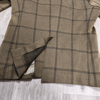 EDIFICE Mens L Brown Windowpane Plaid 2 Button Suit Jacket Blazer Cotton Blend