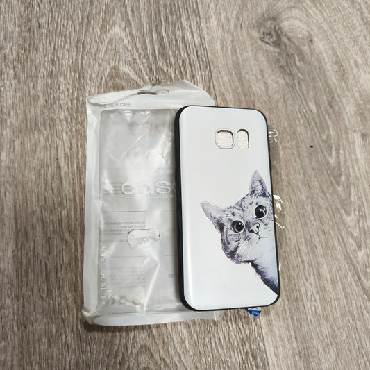 Cute Peeking Cat Phone Case Cover White Black Graphic Slim Protective Skin