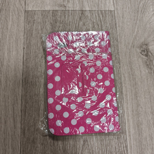 Pink White Polka Dot Flip Folio Wallet Case Cover with Stand New