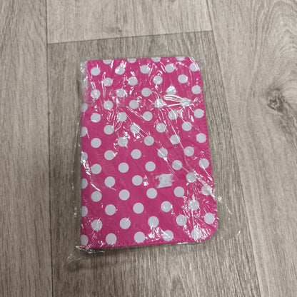 Pink White Polka Dot Flip Folio Wallet Case Cover with Stand New